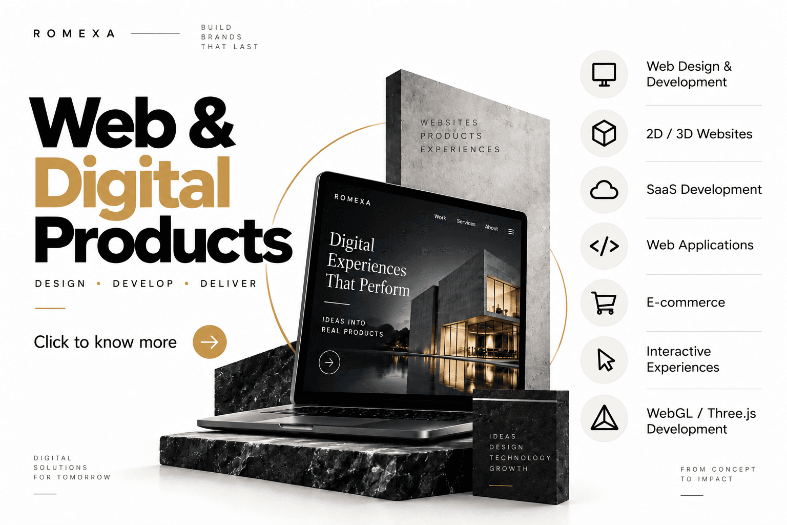 Web & Digital Products — ROMEXA service poster